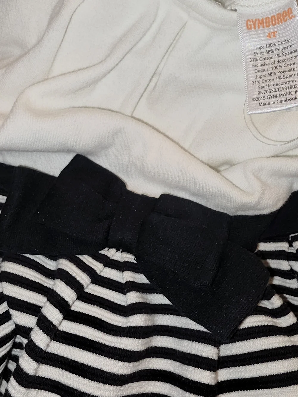 Gymboree Cream & Black Striped Bow-Accent Dress, 4T